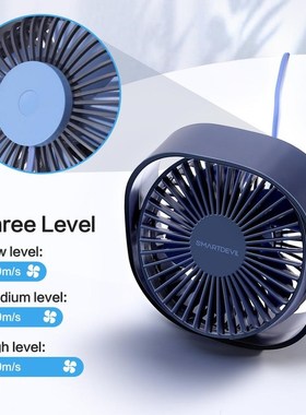 Portable Cooling USB Desktop Fan 3 Speed Personal with 360 R