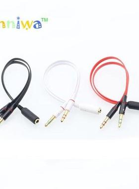 10pcs/lot 3.5mm 1 Female to 2 male AUX Audio Cable Mic Split