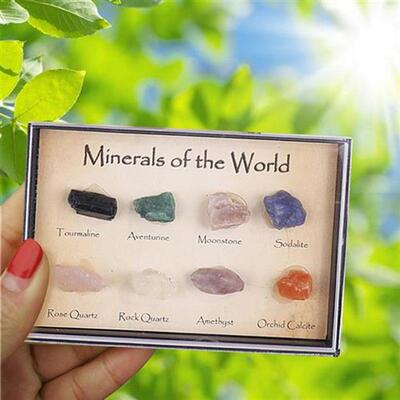 Set of 8 Mini Natural Ore Specimens Mixed Stone Style