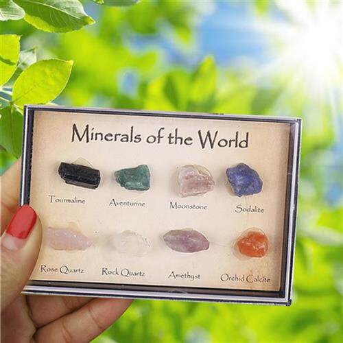Set of 8 Mini Natural Ore Specimens Mixed Stone Style