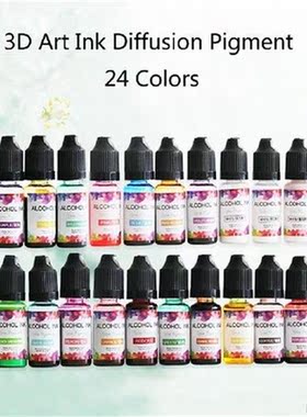 24 Colors 10ML Art Ink Alcohol Resin Pigment Kit Liquid