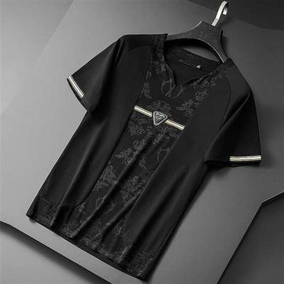 High end luxury mercerized cotton V-neck t-shirt men s Ko