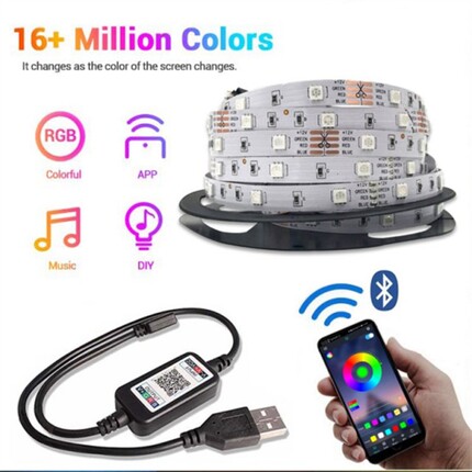 1/2/5M LED Strip Lights USB Lights Music Sync Ropes Lights F