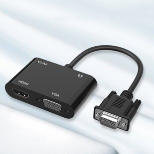 VGA to VGA HDMI Splitter Video Converter Support Dual Displa