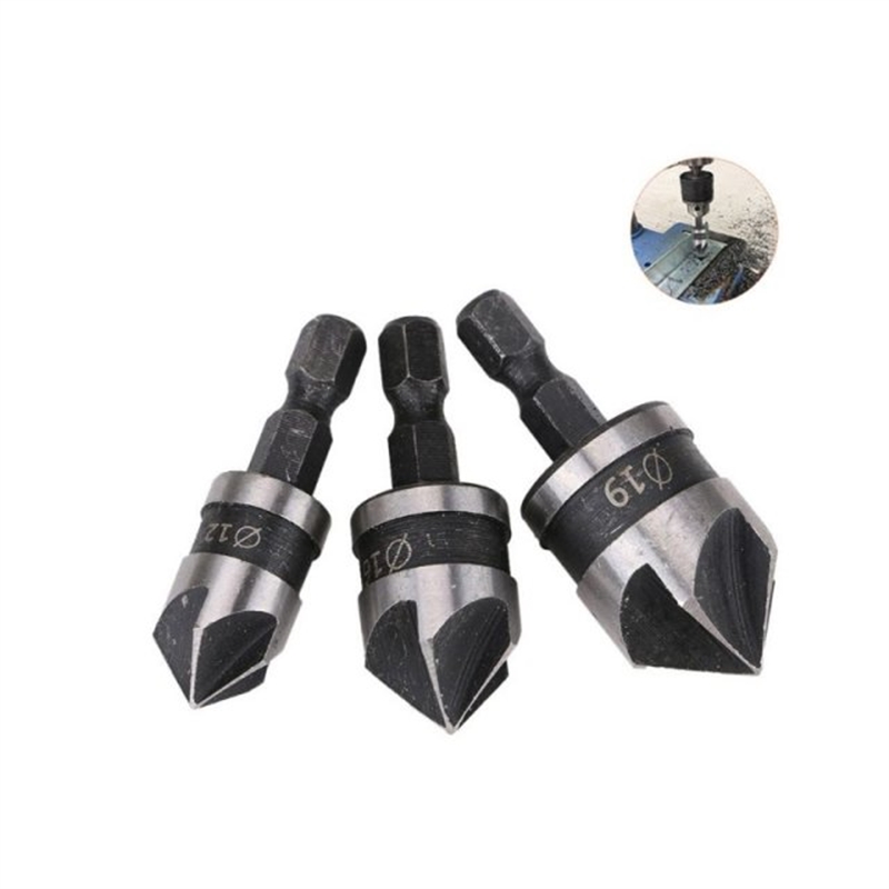 3pcs/set 90 Degree 1/4 Hex Drill Rod 5 Flute 12mm 16mm 19mm