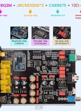 ES9038 Decoder DAC CSR8675 Bluetooth APTX HD LDAC Stereo Hea