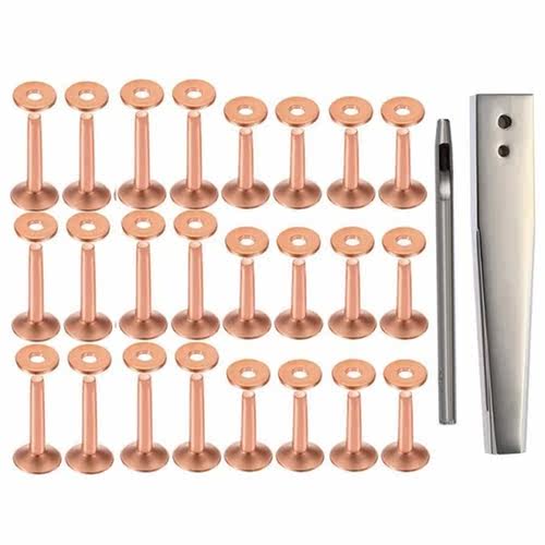 Red Copper Rivet and Burr with Burr Setter Copper Rivet Fast