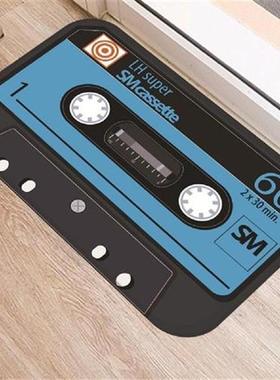 Music Tape CD Mat Anti-slip Doormat Printed Flannel Kitchen