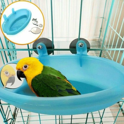 Blue Small Parrot Bird Bathtub Pet Parts Bird Mirror Bath S