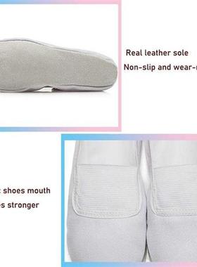 USHINE EU22-45 Whole Leather Sole Black White Flat Yoga Teac