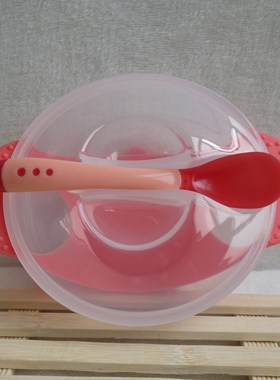 3 PC Bowl spoon lid Bowl Kid Dinnerware Dishes Spoon Baby Fo