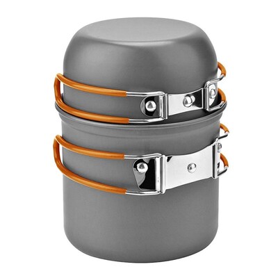 1set Outdoor Pots Pans Camping Cookware Picnic Cooking Set N