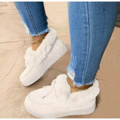 New Women Winter Cotton Shoes Ladies Bowknot Plush Warm Snow
