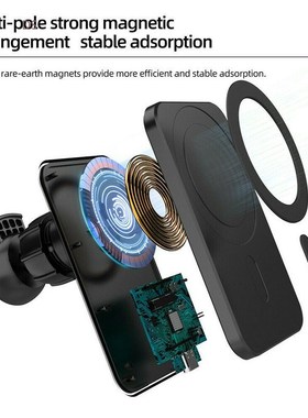 15w Macsafe Fast Charging Magnetic Wireless Car Charger For