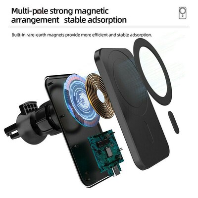 15w Macsafe Fast Charging Magnetic Wireless Car Charger For