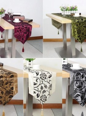 Wedding Decor Raised Flower Blossom Flocked Damask Table Run