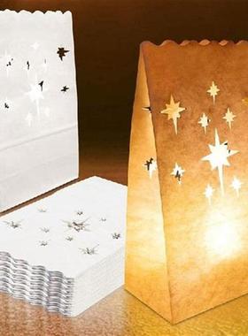 70PCS White Luminary Bags Cutout Flame Resistant Halloween