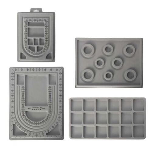 4Pcs Gray Flock Beads Tray Design Boards Kit  DIY Beading Br