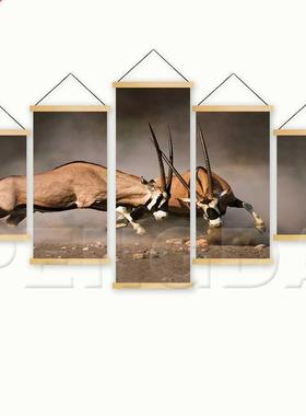 Home Decoration Wall Artwork 5 Panel Animal Oryx Gazella Pai