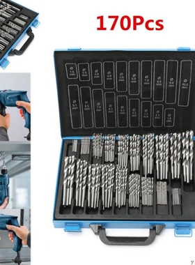 170PCS HSS Twist Drill Bit Set 1.5-10mm Titanium Coated Surf