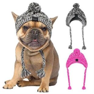 Winter Warm Dog Hats Windproof Knitting French Bulldog Hat