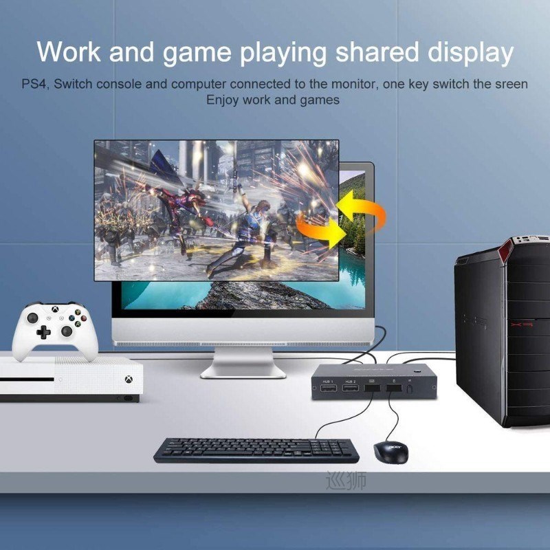 2 Ports HDMI 2.0 KVM switch 2 in 1 out Sharing 2 USB Devices