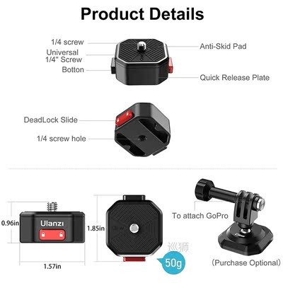 Ulanzi Claw Quick Release Plate Clamp DSLR Gopro 10 9 8 OSMO