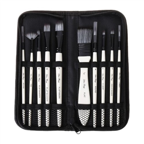 10pcs Paint Brushes Nylon Hair Watercolor Gouache Paintbrush