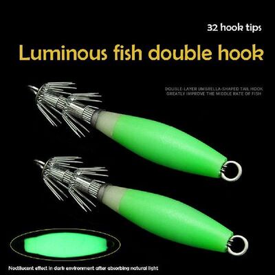 5pcs Luminous Squid Jigs Hooks 10cm 15g Octopus Cuttlefish