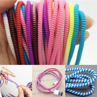 10Pcs/lot Spiral USB Data Charger Cable Cord Protector Wrap