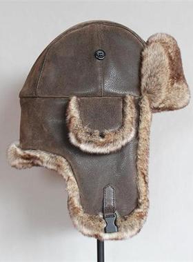 Bomber Hats Winter Men Warm Russian Ushanka Hat with Ear Fla