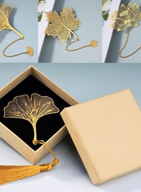 Chinese Style Metal Hollow Bookmark Creative Lotus Maple Lea