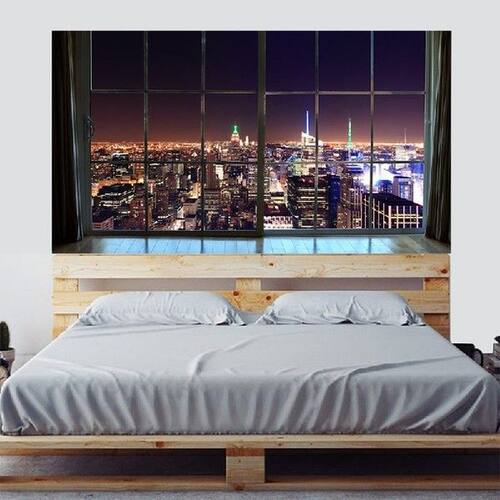 City Building 3D Headboard Wall Decal Art Vinyl Bedside