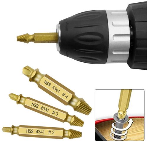 6pcs Damaged Screw Extractor Speed Out Drill Bits Tool Doubl
