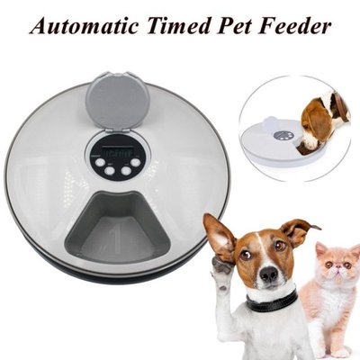 Round Timing Feeder Automatic Pet Feeder 6 Meals 6 Grids Cat