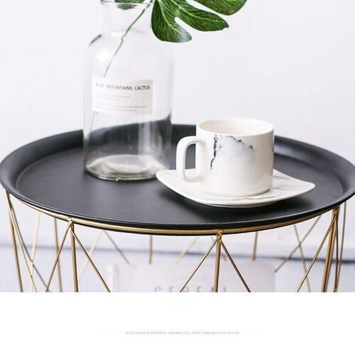 Modern Gold Round Wire Metal Storage Basket Side Table Bedro