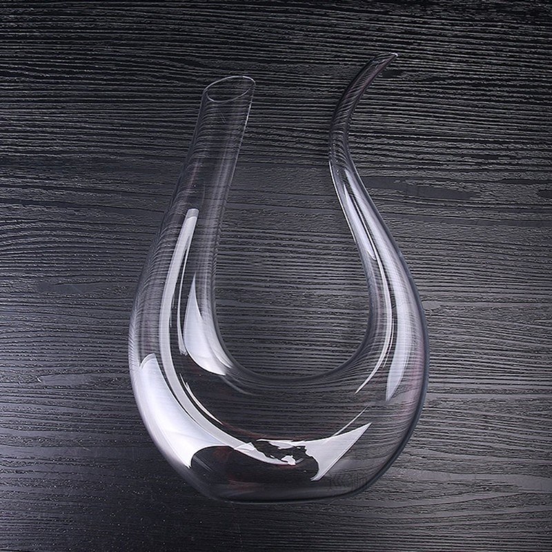 1500ml Crystal Clear Glass U-Shaped Horn Wine Decanter Red W