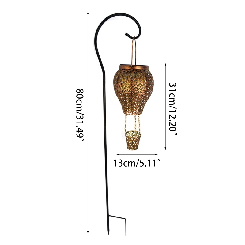 95AA Metal Solar Lamp Durable Rustproof Hollow Lantern