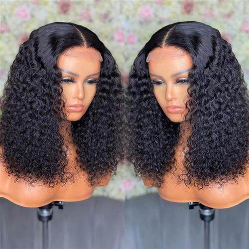 Brazilian Short Bob Wig Deep Wave Curly 13x1 Frontal Human H