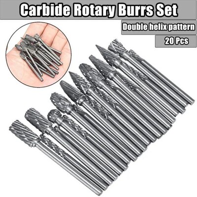 20Pcs/set Carbide Rotary Burrs Drill Bit Tungsten Steel Doub