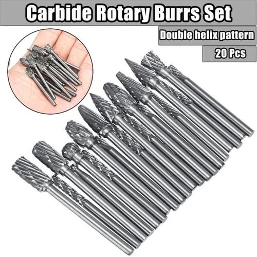20Pcs/set Carbide Rotary Burrs Drill Bit Tungsten Steel Doub