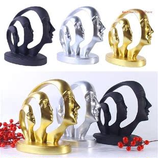 Half Face Resin Figurine Garden Statue Multifunction Art