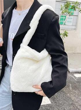 2021 Winter Love Heart Print Bags For Women Soft Plush Leopa