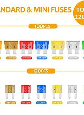 Fuse Assortment Kit 220Pcs Assorted Replacement Blade Fuses