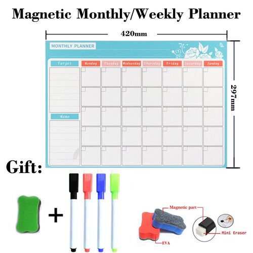 Magnetic Weekly Monthly Planner Table Dry Erase Whiteboard F