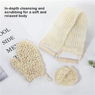 3Pcs Sisal Bath Strips Wearable Convenient Bathing Glove