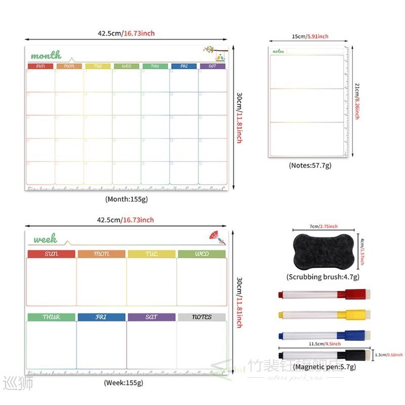 Magnetic Whiteboard Kit Daily Weekly Monthly Planner Notes F