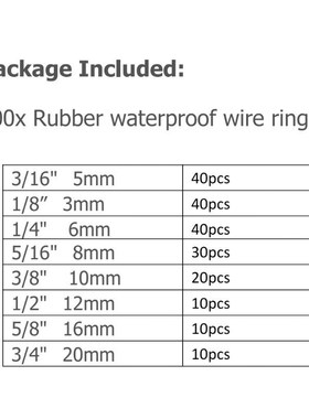 200Pcs/box Rubber Grommet Gasket Kits for Wire Cable Black A