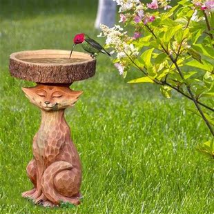 New Fashion Design Resin Fox Birdbath Polyresin Antique