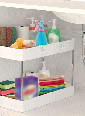 2-Tier Utility Rolling Storage Cart Mobile-Trolley Space-Sav